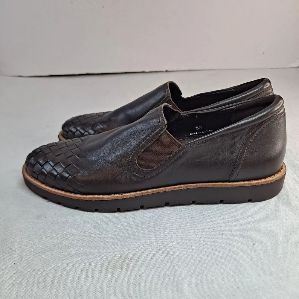 Vaneli T. Morro Napa Jacy Loafers Women's Sz 8N Brown Leather Braided